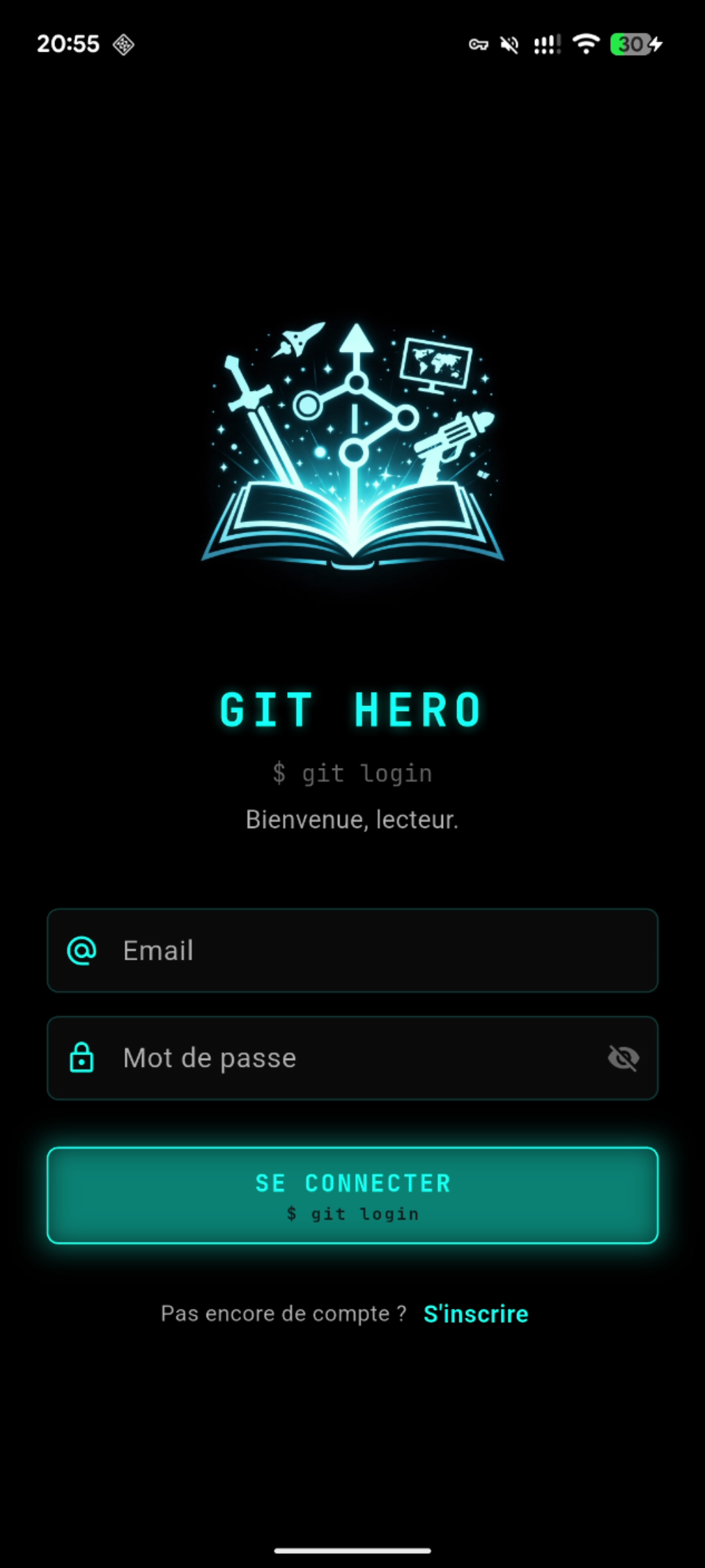 Écran de connexion — $ git login
