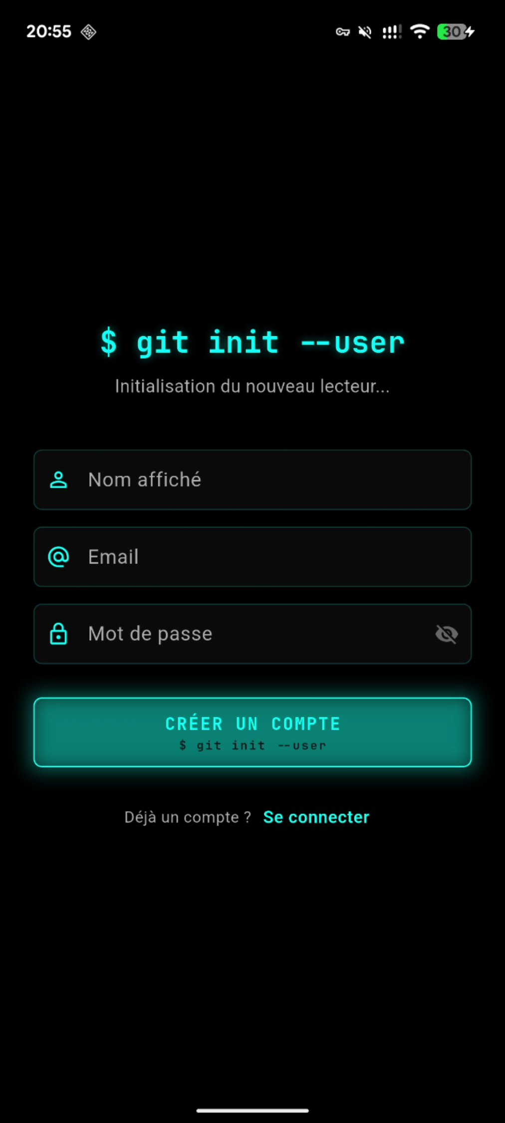 Inscription — $ git init --user