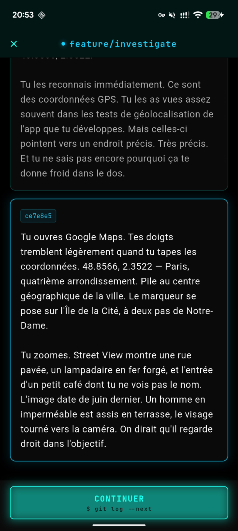 Lecture d'un commit sur une branche