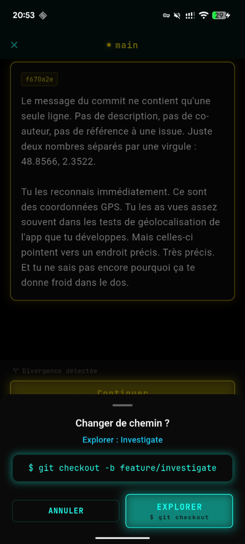 Choix de branche — $ git checkout